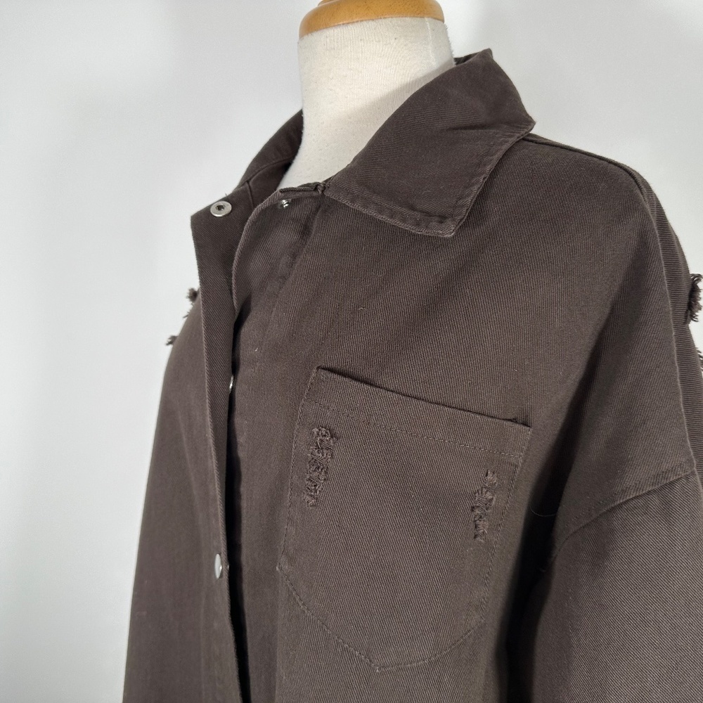 Blue B. Collection Street Wear Brown Shacked Snap Button Shirt Women Size S NWT - Picture 8 of 13